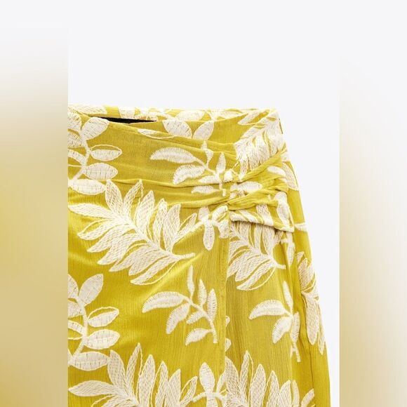 ZARA LEAF EMBROIDERED MIDI SKIRT - Picture 6 of 6